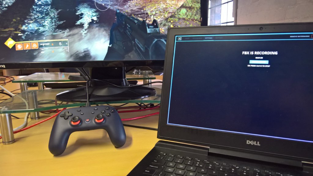 FBX recording Google Stadia from a laptop